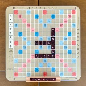 Vintage 1982 Scrabble Deluxe that SPINS, has all tiles!